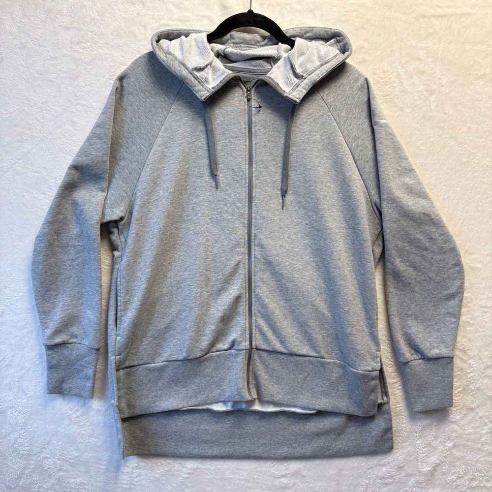 Nike Dri-FIT Full Zip Hoodie‎ Women Med Gray Oversize Athleisure Sweatshirt NWOT